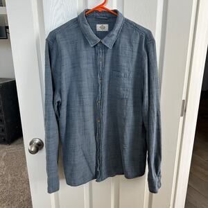 marine layer mens 100% cotton coastal button down shirt blue long sleeve size l